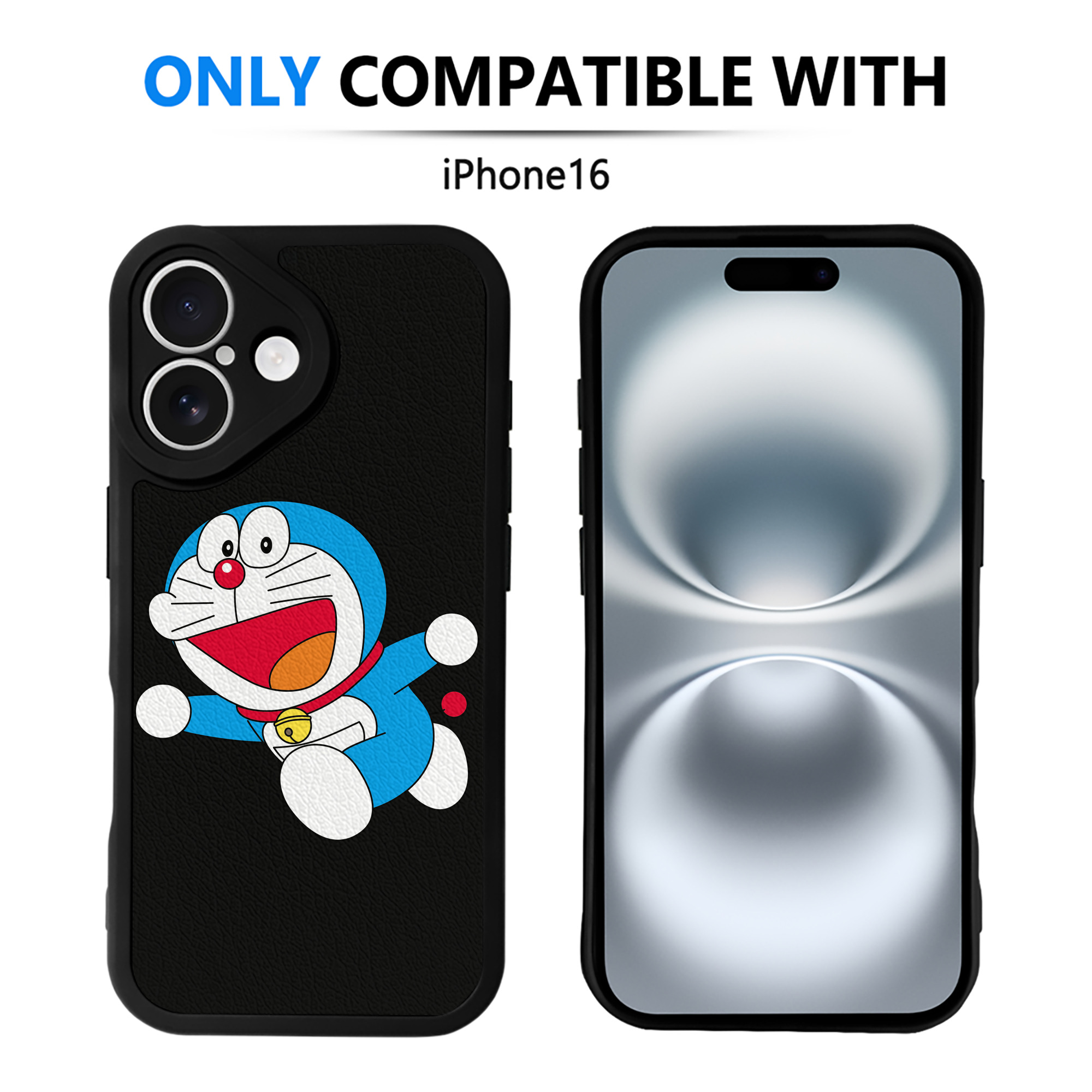 （画像用） ドラえもん Doraemon 【iPhone 16シリーズ対応】シリコンスマホケース（レザー調） 材質：シリコン